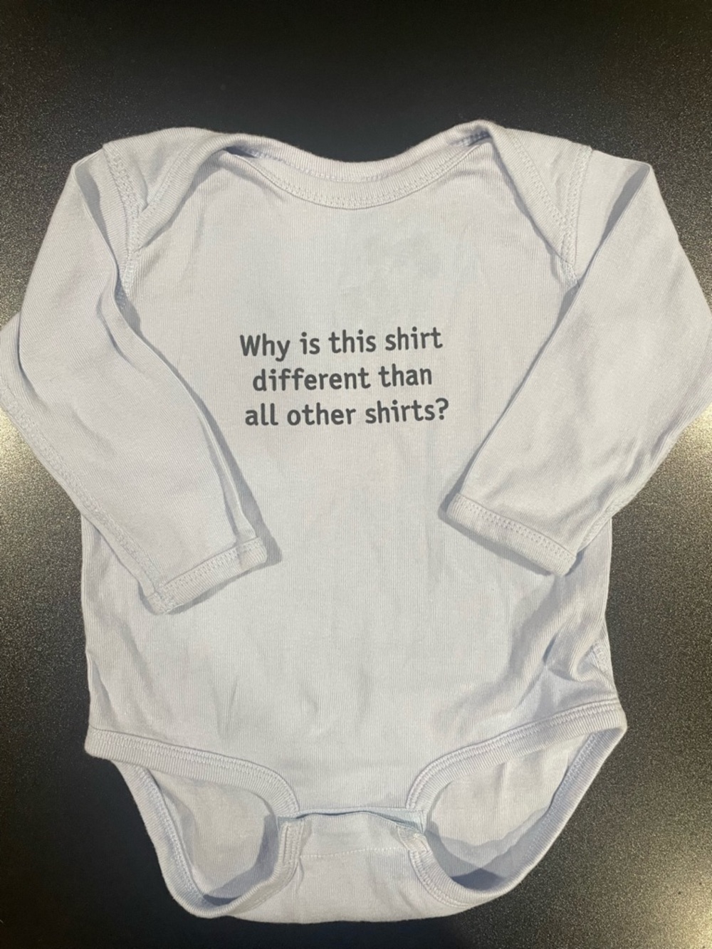Rabbit Skins Light Blue Long-Sleeve Onesie with Passover Question 18 mo. 🍷🫓
